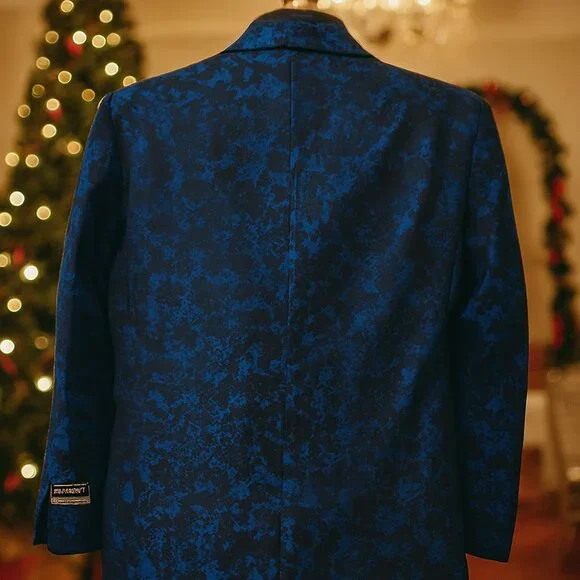 J.M. Haggar Premium Suit Tuxedo Jacket Men 42L/L/L Blue Black Classic Slim Fit - Picture 11 of 11